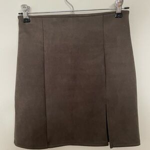Windsor brown suede side slit mini skirt